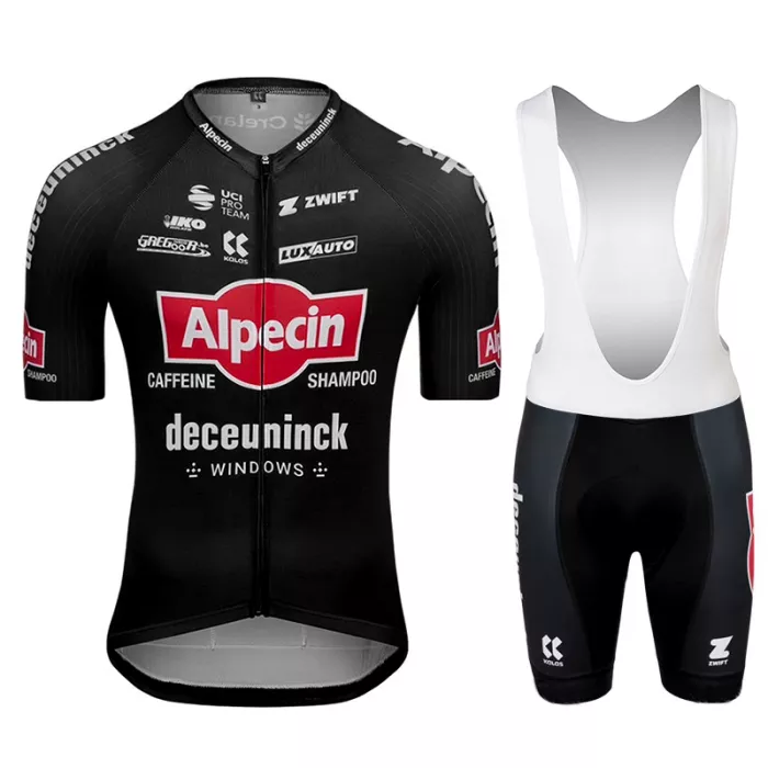 2022 Cycling Jersey Alpecin Deceuninck Black Short Sleeve and Biboiuj014
